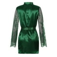 thumbnail image 5 of TFEOQRY Night Robe for Women Sexy Lace Tie Nightgown Long Sleeved Sleepwear Pajamas Robe Green, 5 of 8