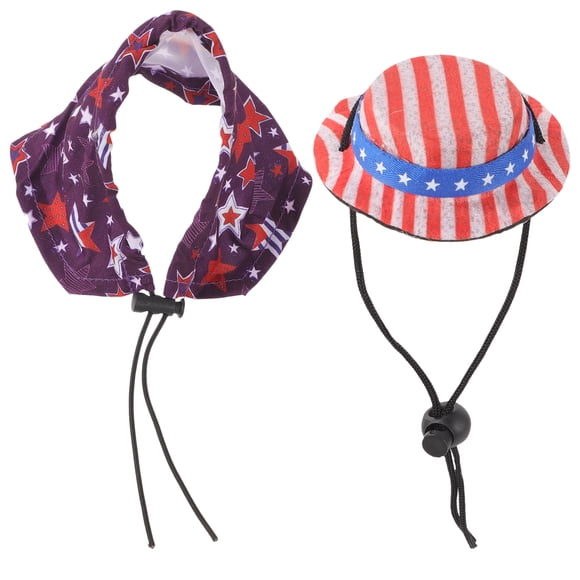 KAKOWELY 1 juego de sombrero y capa ajustables para mascota pequeña del Día de la Independencia, disfraz de hámster