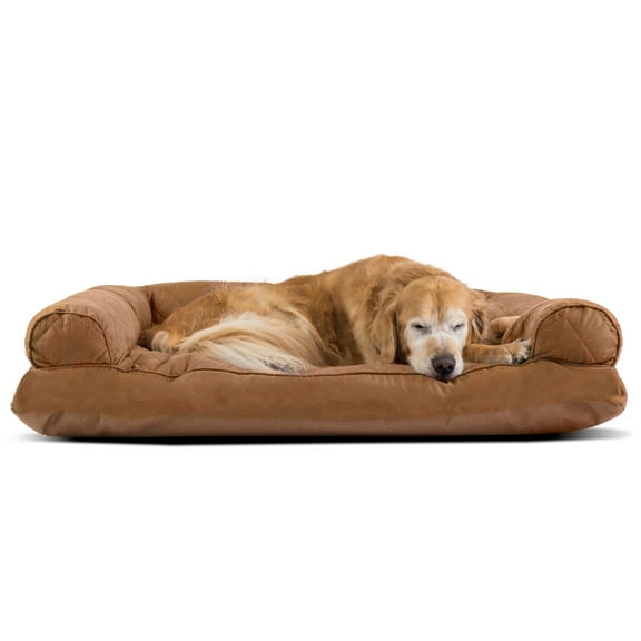 FurHaven Pet Products Quilted Pillow Sofa Pet Bed for Dogs & Cats - Toasted Brown, Jumbo