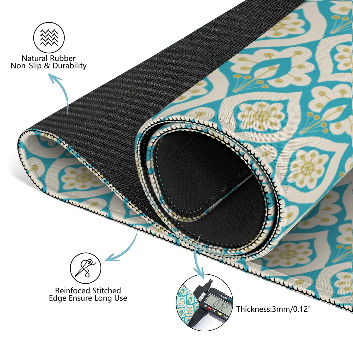 Boho Design Non-Slip Rubber Game Table Mat 31.5x31.5 Inch Extra Large Mahjong Surface with Quiet Texture for Card Games Board Games and Game Nights