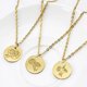 thumbnail image 5 of Collar de moneda redonda Dinheiro, flores talladas en acero de titanio, pequeños colgantes para regalo, 5 of 5
