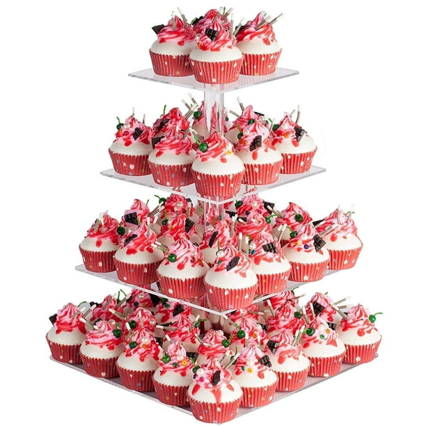Soporte para cupcakes YestBuy, soporte acrílico para magdalenas de 4 niveles