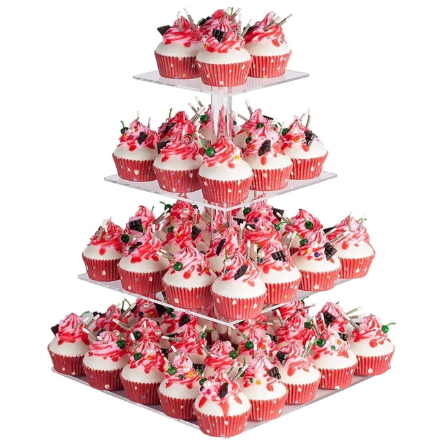 Soporte para cupcakes YestBuy, soporte acrílico para magdalenas de 4 niveles