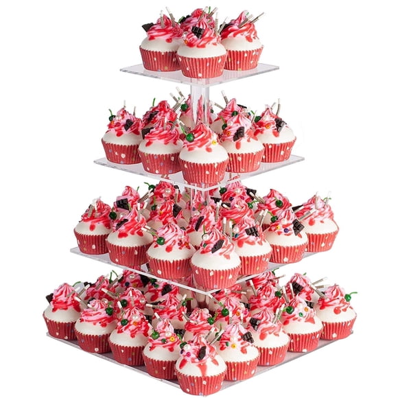 Soporte para cupcakes YestBuy, soporte acrílico para magdalenas de 4 niveles