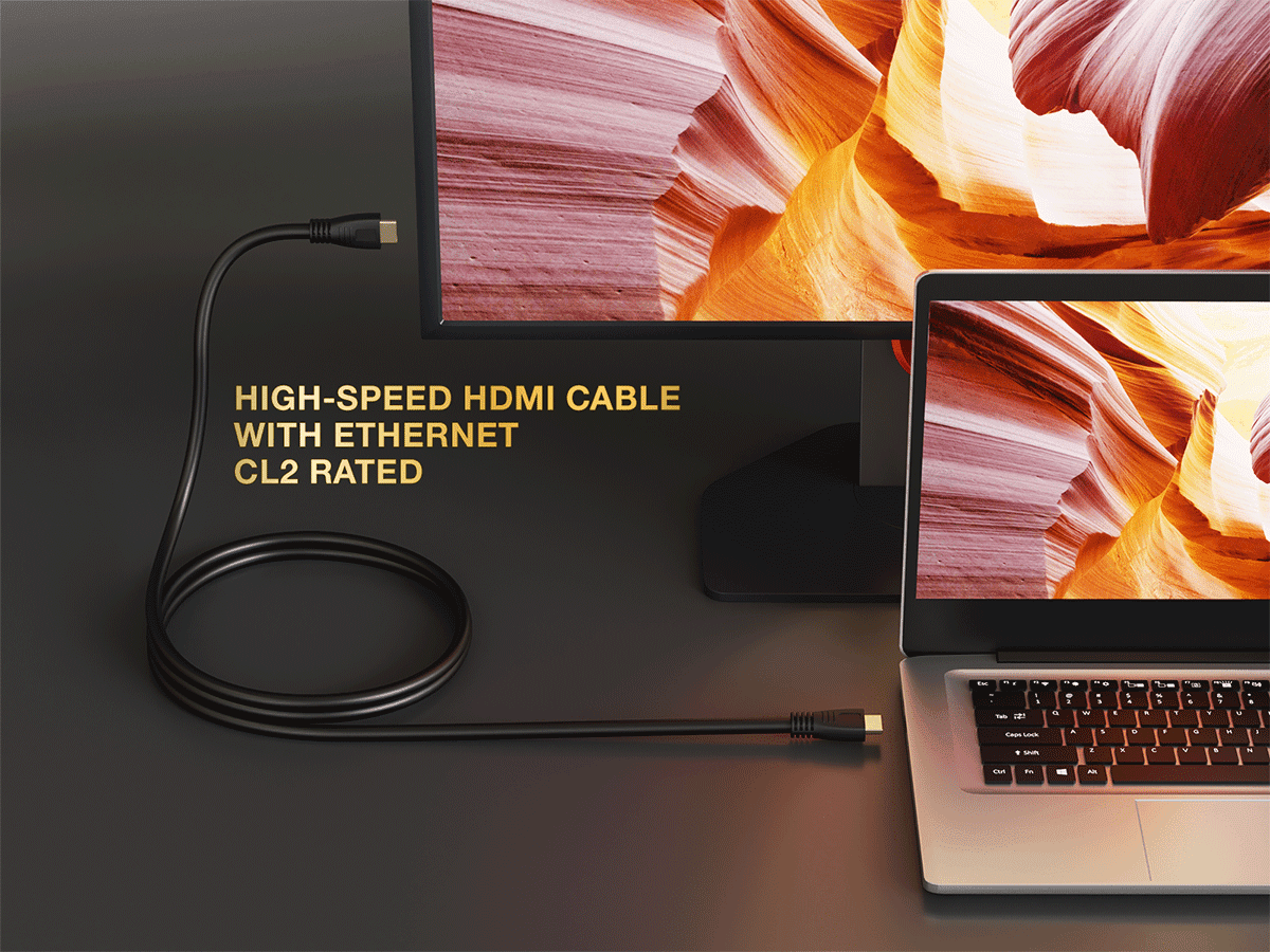 Cable Leader 50ft CL2 Rated High Speed HDMI Cable with Ethernet, 4K Support, 24 AWG, Black