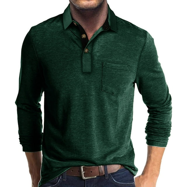 RXIRUCGD Blouse à Manches Longues Décontractée pour Hommes, Vert, Taille : S
