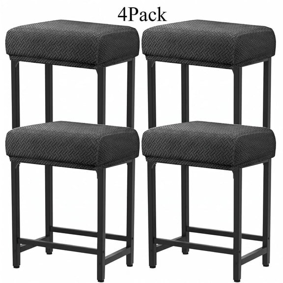 4 PC Stretch Rectangular Barstool Slipcovers, for Counter Height, Vanity Stool, Kitchen Counter Saddle Seat, Dark Gray