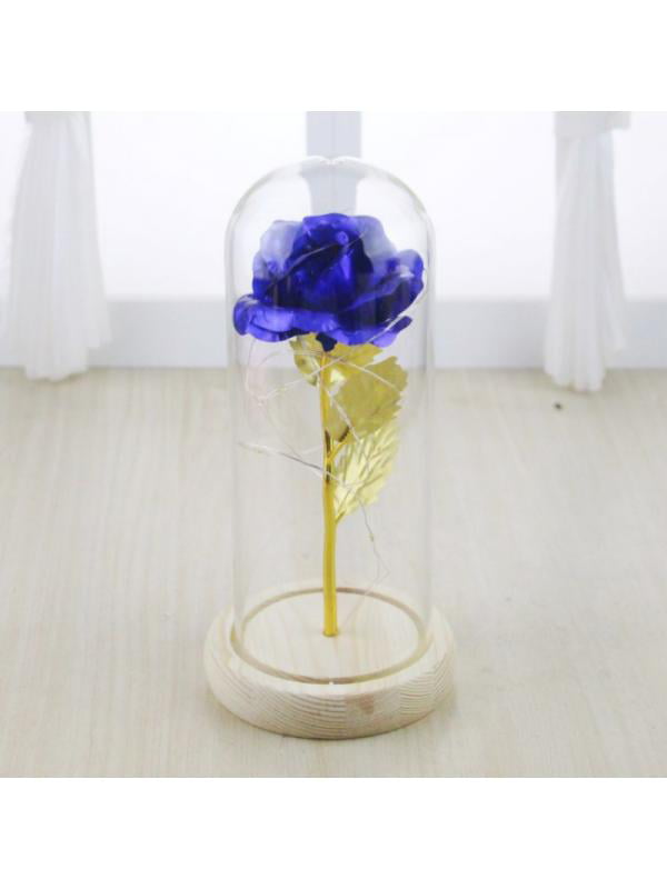 Enchanted Forever Rose Flower In Glass LED Light Wedding Festival Home Decor DIY