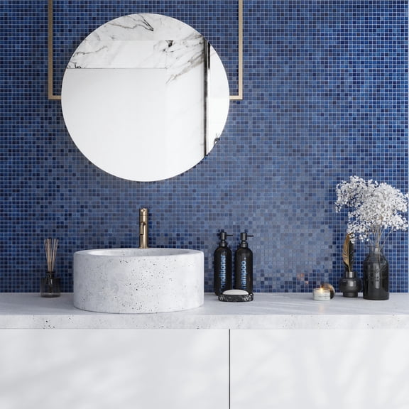 Apollo Tile Skosh 11.6 in. x 11.6 in. Glossy Navy Blue Glass Mosaic Wall and Floor Tile (18.69 sq. ft./case) (20-pack)