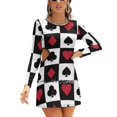 thumbnail image 1 of Card Pattern-Red Sweetheart Knot Flared Dress Fashion Design Large Size Loose Dress Play Player Hearts s Clubs, 1 of 5