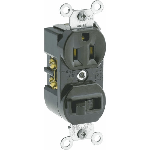 Leviton 5225 15A 120V Duplex Receptacle in Brown — 15A 120V — UL Listed for US Residential Electrical Code Compliance, Drop-in NEC-Standard Wiring
