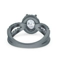 thumbnail image 3 of Black Tone, Simulated Cubic Zirconia Size-6 Split Shank Halo Oval Wedding Engagement Ring 925 Sterling Silver, 3 of 7