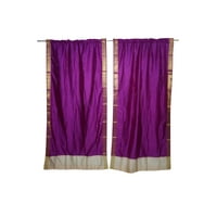 Mogul 2 Indian Handmade Silk Sari Curtain Drape Panel Window Treatment Brocade Border Rod Pocket Bedroom Living Room Décor 84 inch