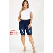 Extended plus size denim jeggings shorts waist-hugging fit 4X to 5X