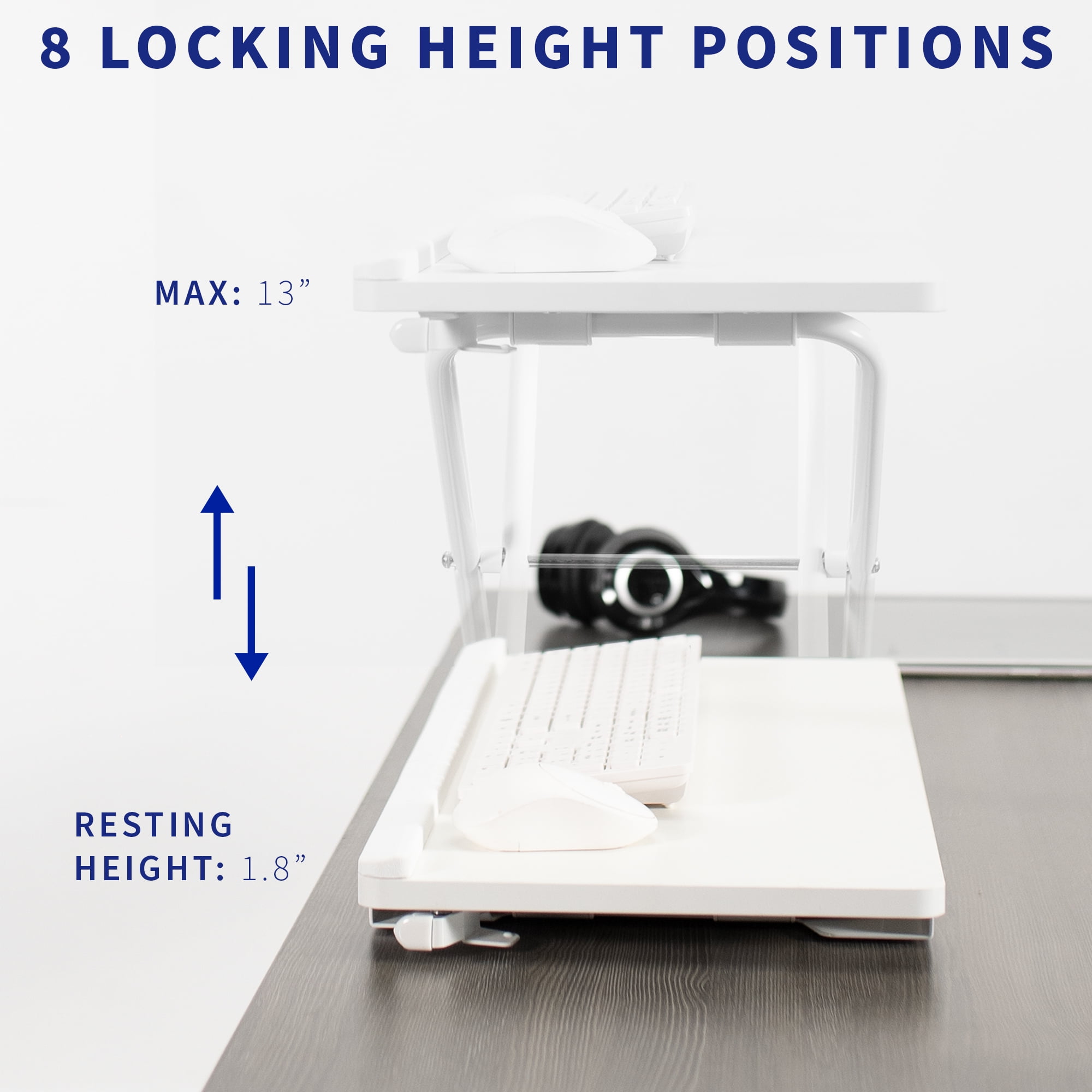 VIVO White Ergonomic Heavy-Duty Scissors Lift Keyboard and Mouse