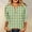 Green, variant on Women's Gingham Plaid Tee 3/4 Sleeve Henley Partial Button Neck Soft Loose Fit Casual Check Pattern Daily Blouse Khaki L