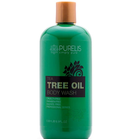 Purelis Tea Tree Body Wash, 16.9 oz, Best Tea Tree Wash - Antifungal Soap, Foot Soak for Athlete's Foot, fungus etc. Tea Tree Oil Soap. Sulfate Free Tea Tree Body & Foot (Best After Shower Oil)