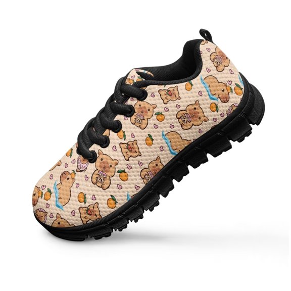 Chririnla Kids Cute Shoes for Girls Size 12.5 Capybara Sneakers for Boys Non Slip Running Tennis Shoes Breathable Lightweight Slip on Walking Flat