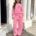 thumbnail image 3 of Fjofpr Girls Clothes Sets 10-12 Girl's Tracksuits 2 Pieces Outfits Winter Printed Hooded Sweatshirt Wide-Leg Pants Casual Sports Fleece-Lined Warmth Two-Piece Set Kids 5-14 Years, 3 of 7
