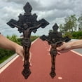 thumbnail image 5 of Saint Benedict Exorcism Cross Decorative Wood Carving Catholic Cross Wall Hanging Church Gift, 5 of 7