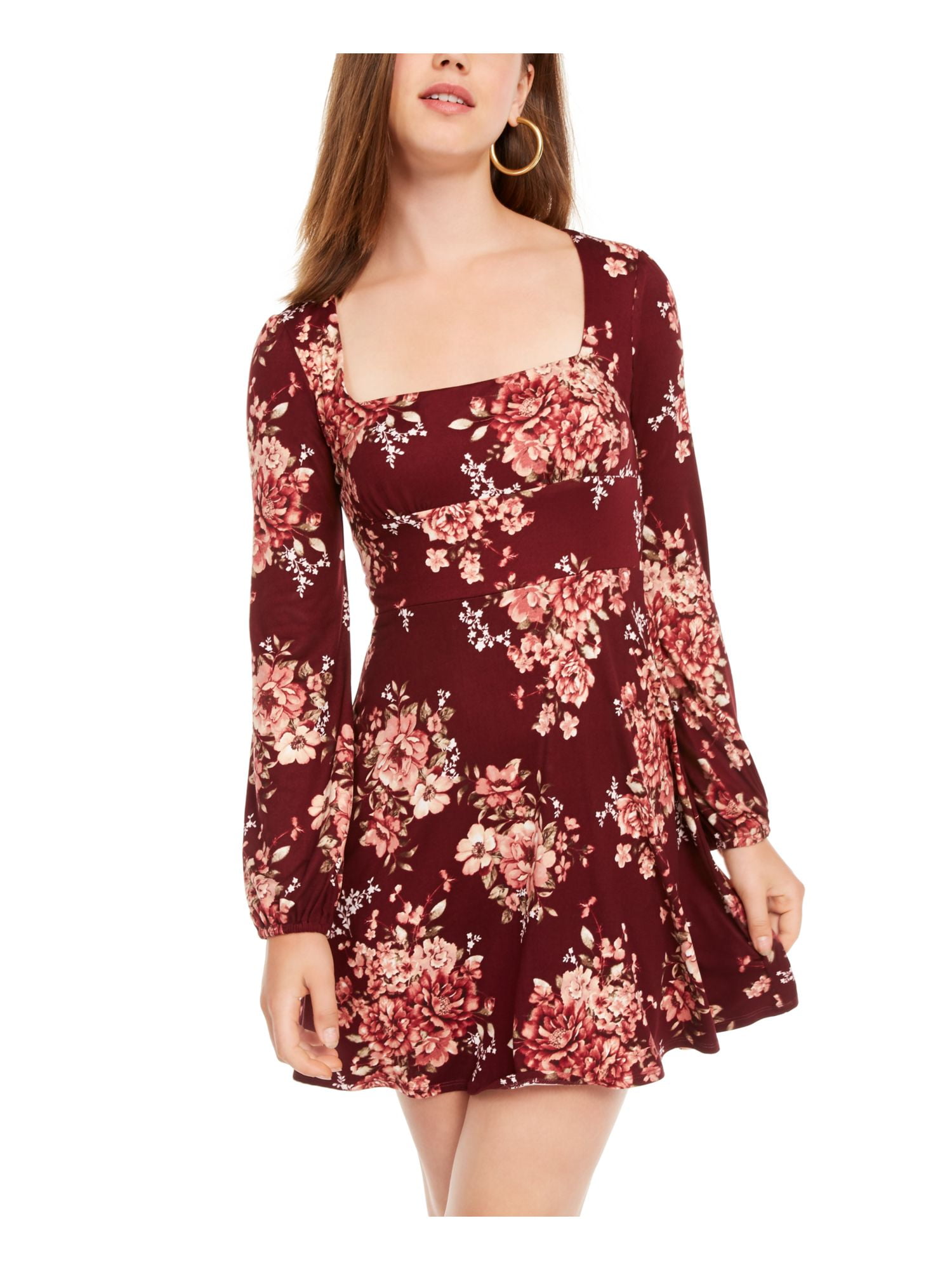B DARLIN Womens Burgundy Long Sleeve 