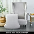 thumbnail image 3 of Wing Chair Slipcovers, 2 Piece Stretch Wingback Chair Cover Soft Velvet Armchair Covers with Elastic Bottom for Living Room Bedroom, 3 of 6