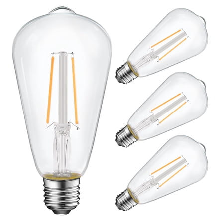 Energetic ST19 LED Vintage Edison Light Bulb, 60-Watt Equivalent Non-Dimmable, 2700K Soft White, 4-Pack