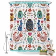 thumbnail image 2 of Easter Shower Curtain Easter Eggs Bunny Shower Curtains for Bathroom Decor, Waterproof Polyester Shower Curtain Set with Hooks, Extra Long 72" x 78" Rabbit Floral Leaves Love Heart, 2 of 9