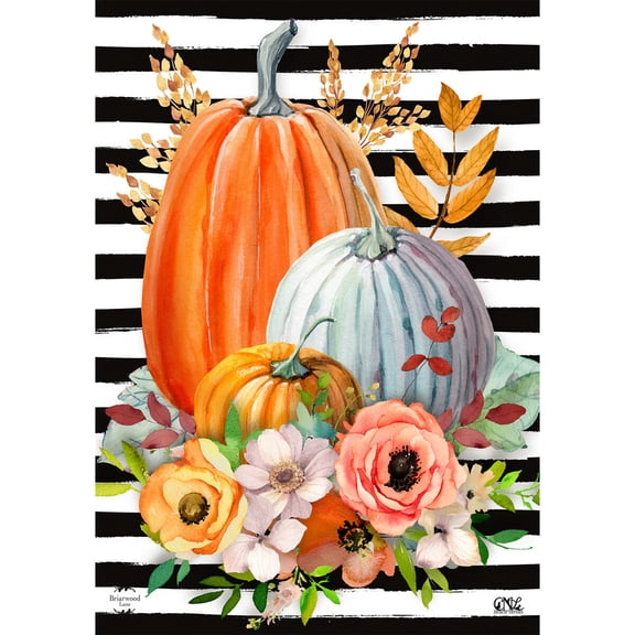 Briarwood Lane Fall Garden Flag 12x18 For Outdoor Striped Pumpkins For Fall Garden Flag Flags For Outside