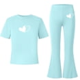 thumbnail image 2 of Fnooota Girls Summer Outfit Sets, Short Sleeve Gifts Casual Kids' Casual Clothing Sets Mint Green Size 12, 2 of 6