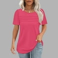 thumbnail image 6 of qucoqpe Womens Pleated T-Shirts Blouse Summer Casual Loose Tops Crew Neck Short Sleeve Shirts Solid Color Tees, 6 of 6