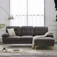 thumbnail image 5 of 85" Sectional Sofa, Modern L-Shape Modular Sectional Sofa, Three-Seat Sleeper Couch with Chenille Fabric and Metal Feet for Living Room, Apartment, Office, Dark Gray, 5 of 7