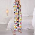 thumbnail image 4 of Kll Polka Dot Print Women'S Long Sleeve Pajamas With Pants Sleepwear Loungewear 2 Set-X-Large, 4 of 9
