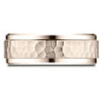 thumbnail image 2 of Benchmark� 14k Rose Gold 8mm Comfort-fit Drop Bevel Hammered Finish Design Wedding Band Ring, 2 of 7