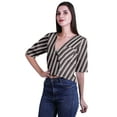 thumbnail image 5 of Moomaya Womens Printed Cotton V-neck Crop Top Elbow Sleeve Summer Clothing Boho Blouse, 5 of 7