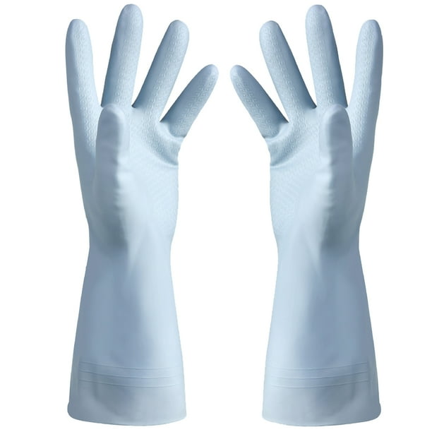 1 par de guantes de cocina azules impermeables, resistentes al agua, para el hogar, para lavar platos, guantes de limpieza y protección para uso doméstico (talla M)