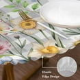thumbnail image 3 of Wildflowers Round Tablecloth, Fitted Table Cover with Elastic for 36"-44" Round Tables, Spring Watercolor Tulip Floral Leaf Grey Plaid Table Cloth Outdoor Indoor Dinning Party Waterproof Tablecloths, 3 of 7
