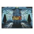thumbnail image 1 of Outer Space Cutting Board, Space Ship Station Base Control Room Technology Elements Features Image, Decorative Tempered Glass Cutting and Serving Board, Large Size, Blue Black Orange, by Ambesonne, 1 of 1