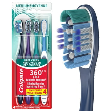 Colgate 360 Whole Mouth Clean Medium Toothbrush, Adult Toothbrush, 4 Pack