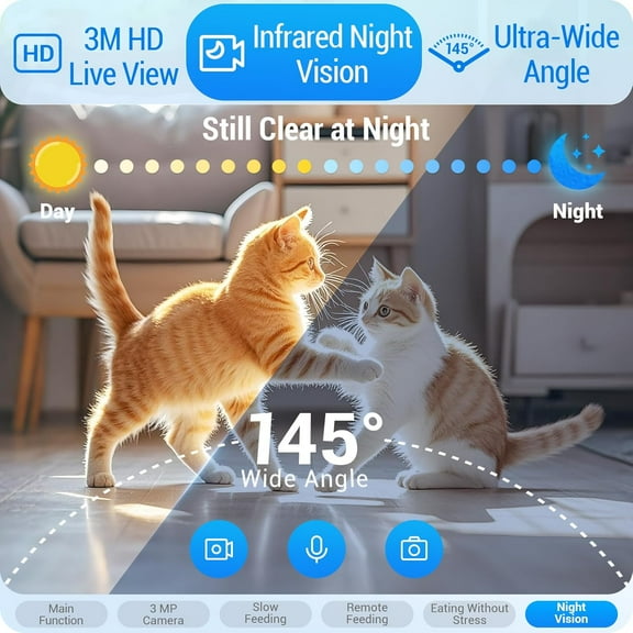 5G WiFi Automatic Cat Feeder with Dual HD Cameras, 7L/29 Cup Smart Dog Food Dispenser with Night Vision, Remote App Control, Portion Control, Detachable Easy Clean Design