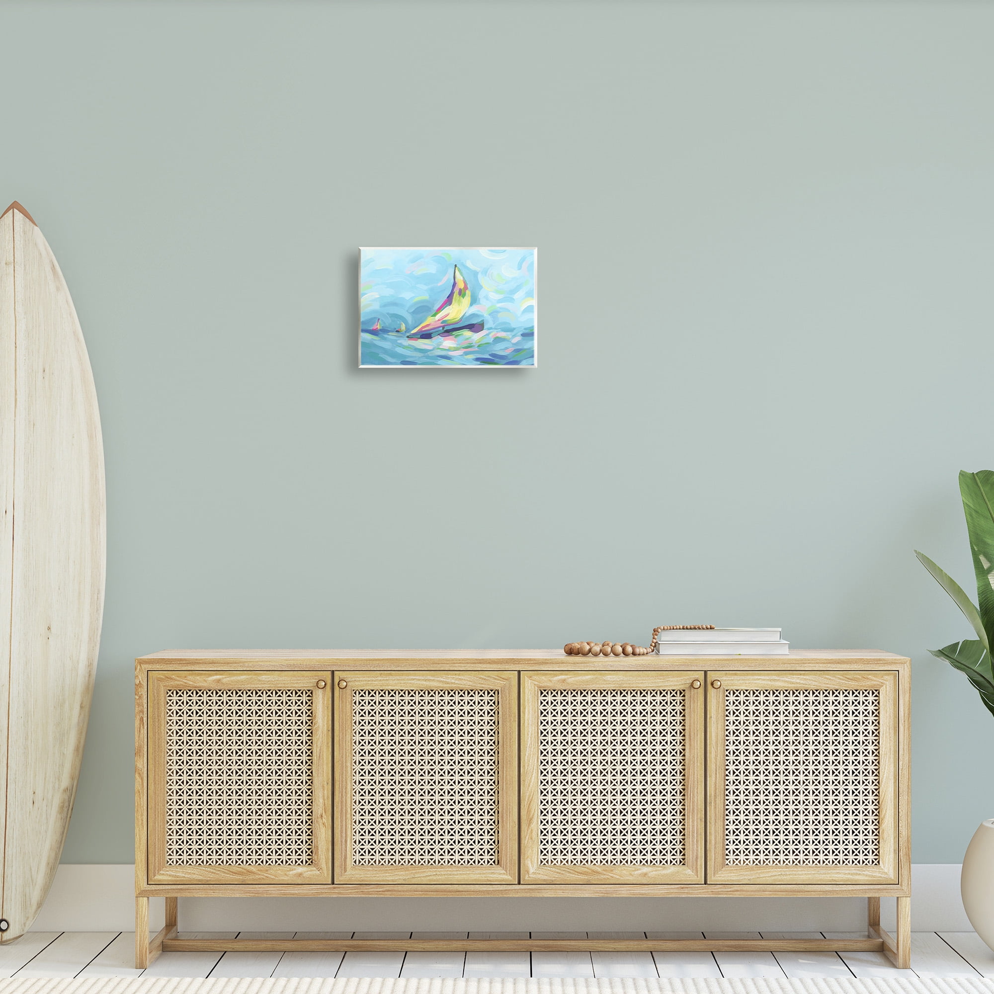 Stupell Industries Abstract Sailboat View Nature Painting Unframed Art Print Wall Art, 15 x 10