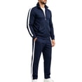 thumbnail image 2 of Tumotour Plus Size 2 Piece Sweatsuits for Men'S Color Block Stand Collar Full Zip Long Sleeve Jacket with Sweatpants Tracksuit Set Drawstring Elastic Waist Athletic Workout Running Sportswear Set, 2 of 9