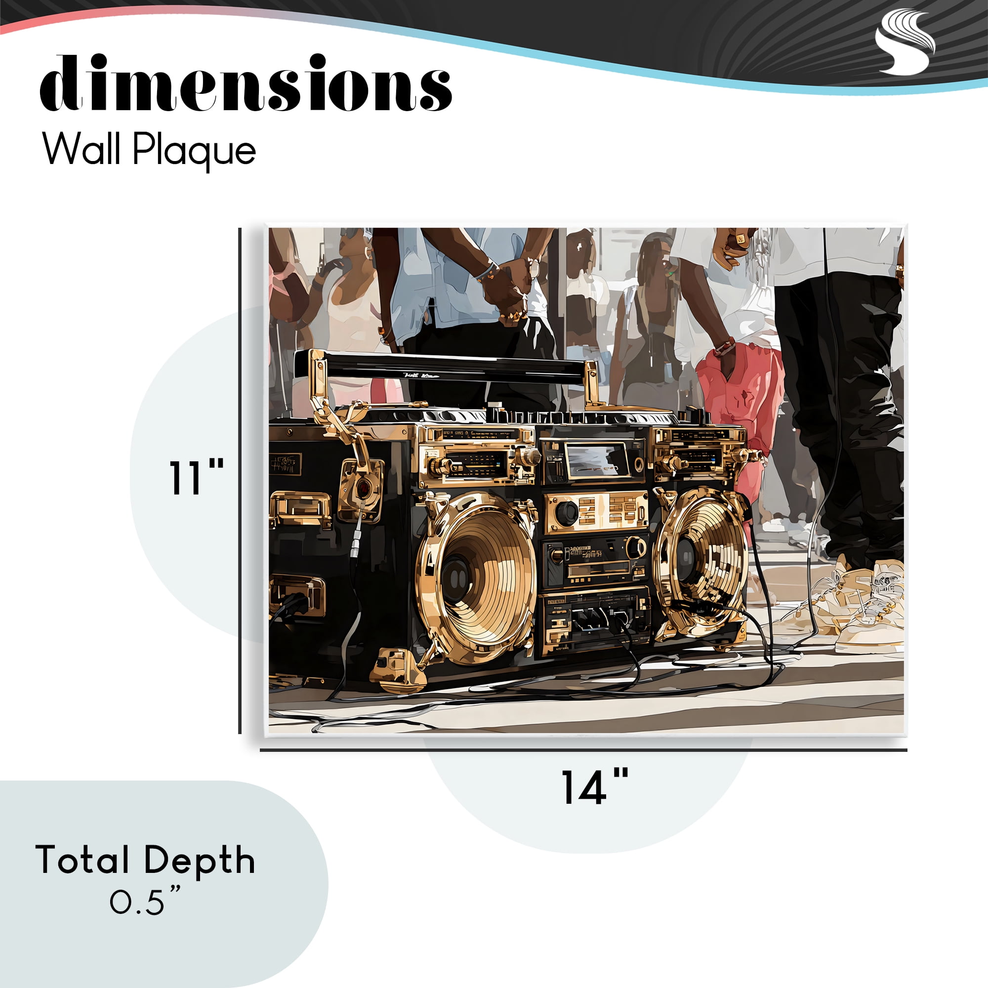 Stupell Industries Golden Stereo Hip Hop Beats Wall Plaque Art, design by Franklyn Gregory
