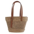 thumbnail image 1 of Women Straw Woven Handbag Handmade Boho with Zipper Strap Adjustable Brown, 1 of 2