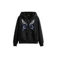 thumbnail image 2 of Women's Autumn Casual Hooded Coat Long Sleeve Butterfly Print Zip Up Hoodie with 2 Pockets, 2 of 8