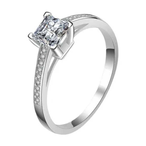 1ct Princess Cut AAA Cz 4-claw Band 925 Sterling Silver Women's Rings Size 4-9.5
