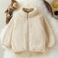 thumbnail image 2 of oqasdz Girls Jackets Long Sleeve Solid Color Plush Warm Outerwear Quilted Cozy Comfortable Top Coat Outwear Size 2 Y-3 Y, 2 of 4