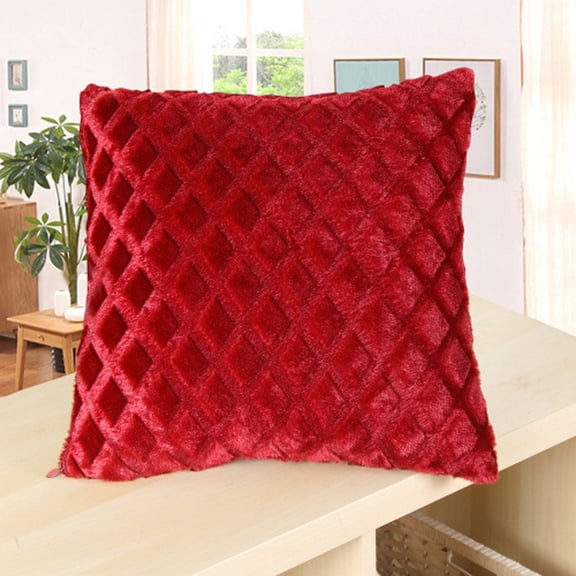 Plush Diamond Pattern Lumbar Cushion Cover, Soft Solid Color Throw Pillowcase, Decorative Rectangle Pillow Case for Sofa Bed Chair