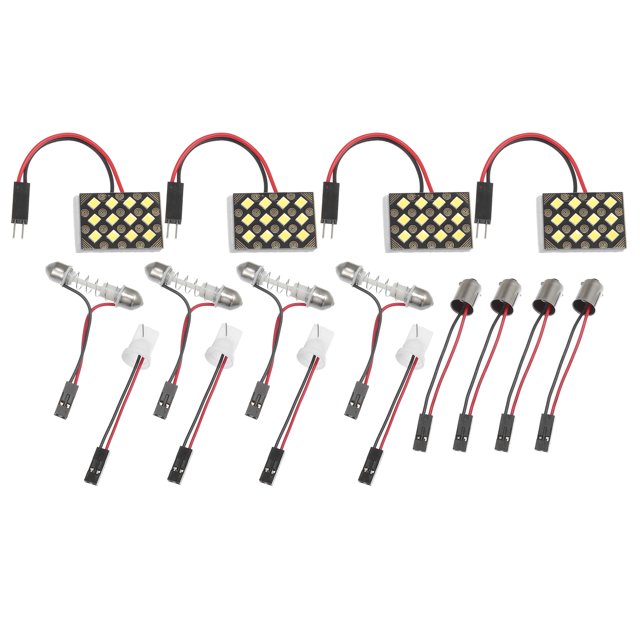 2835 12SMD DC12V Panel LED Luz de techo interior para automóvil RV con adaptadores de adorno BA9S T10 Blanco (juego de 4)