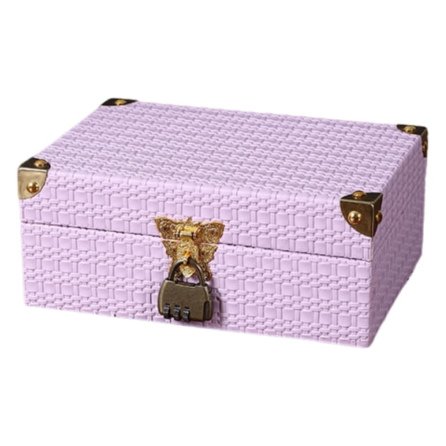 predolo Farmhouse Style Wooden Storage Box Combination Lock Media Holder for Living Room Style B